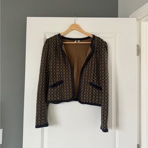 Frenchi Black and Tan Patterned Cardigan